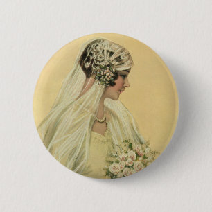 Vintage Wedding, Viktorianisch Bride Bridal Portra Button