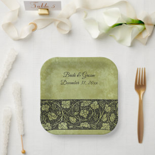 Vintage Wedding, Viktorianische Blätter für Weintr Pappteller