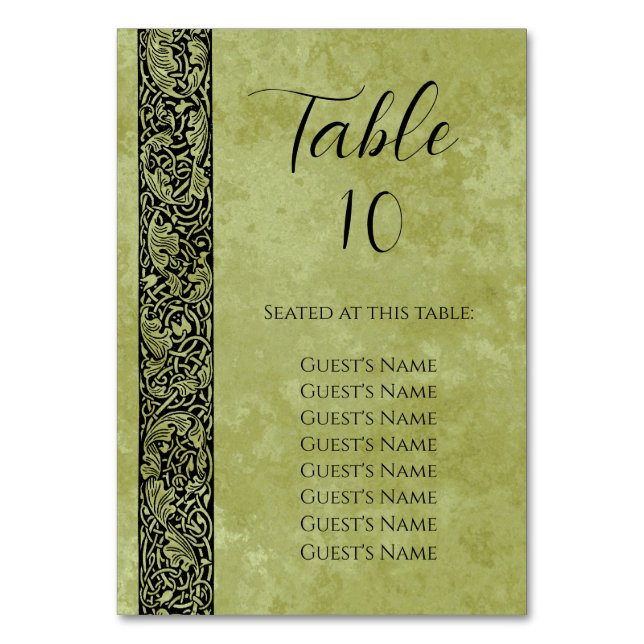 Vintage Wedding, Viktorianische Blume Blumenrolle Tischnummer (Vorderseite)