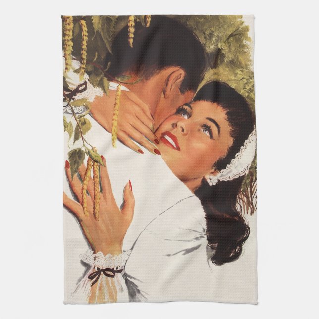 Vintage Wedding Vorschlag, Liebe und Romantik Geschirrtuch (Vertikal)