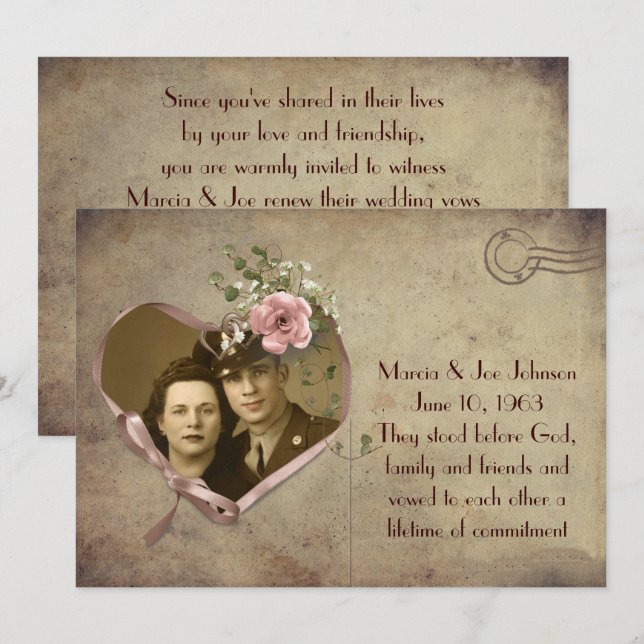 Vintage Wedding Vow Verlängerung Foto Postkarte (Vorne/Hinten)