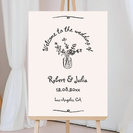 Vintage Wedding Willkommenszeichen, handgezeichnet