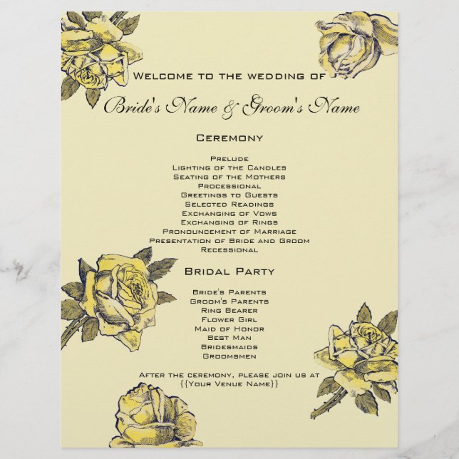 Vintage Wedding, Yellow Antique Garden Rose Kranz (Vorderseite)