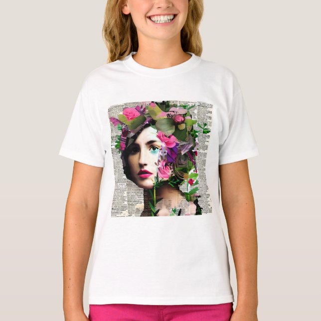 Vintage weibliche Papiersammlung T-Shirt (Vorderseite)