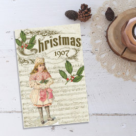 Vintage Weihnachten 1907 Girl Sheet Music Decoupag Seidenpapier