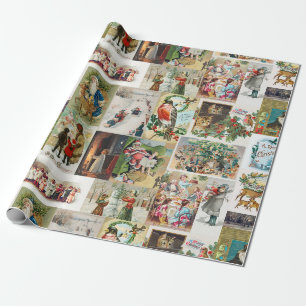Vintage-Weihnachten Antik-Collage  Geschenkpapier