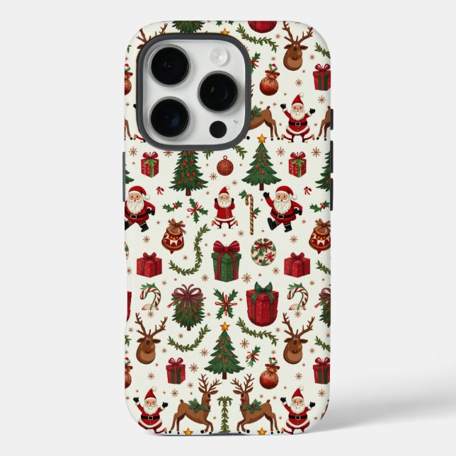 Vintage Weihnachten Apple iPhone 16 Pro Fall Hülle (Rückseite)