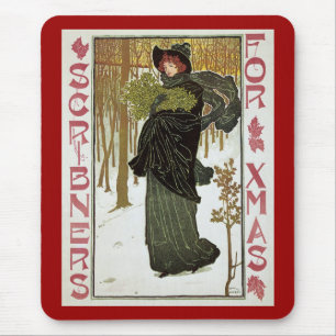 Vintage-Weihnachten Art Nouveau Scribners-Cover 18 Mousepad
