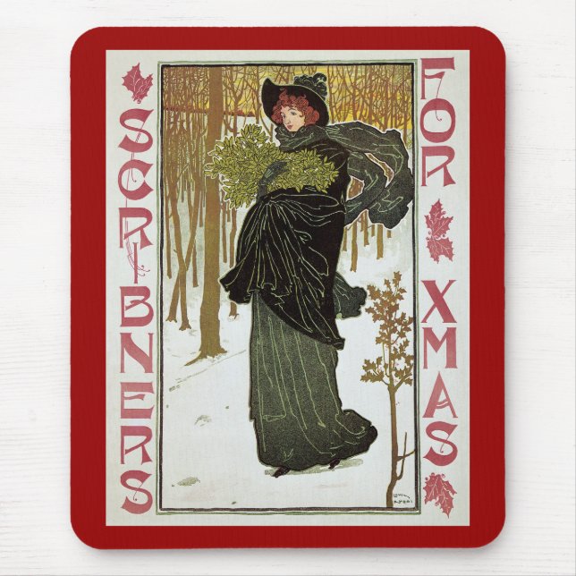 Vintage-Weihnachten Art Nouveau Scribners-Cover 18 Mousepad (Vorne)