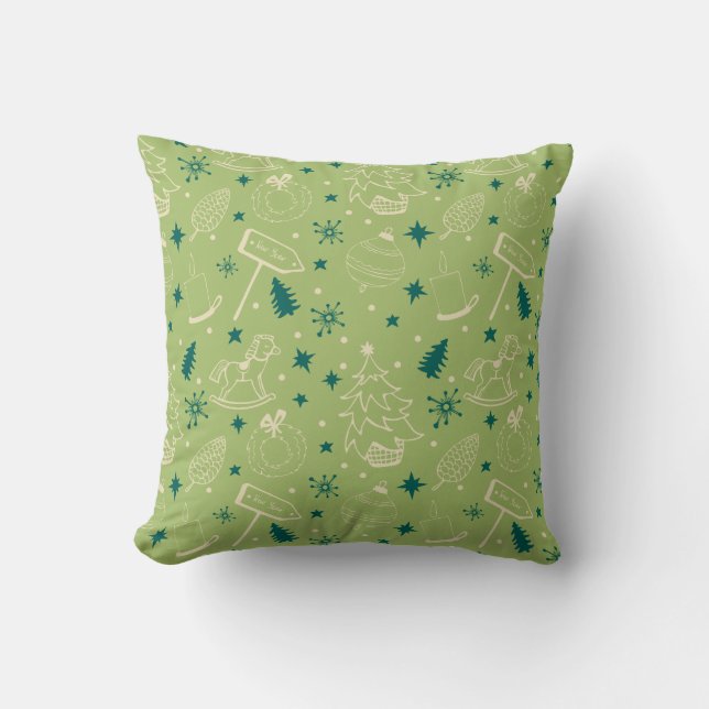 Vintage Weihnachten Art Pattern Ein wenig Weihnach Kissen (Vorderseite)