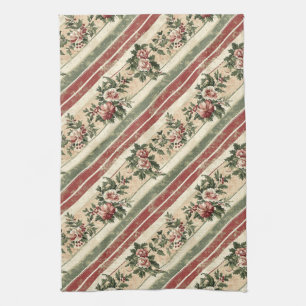 Vintage-Weihnachten Blumengestreift (7) Geschirrtuch