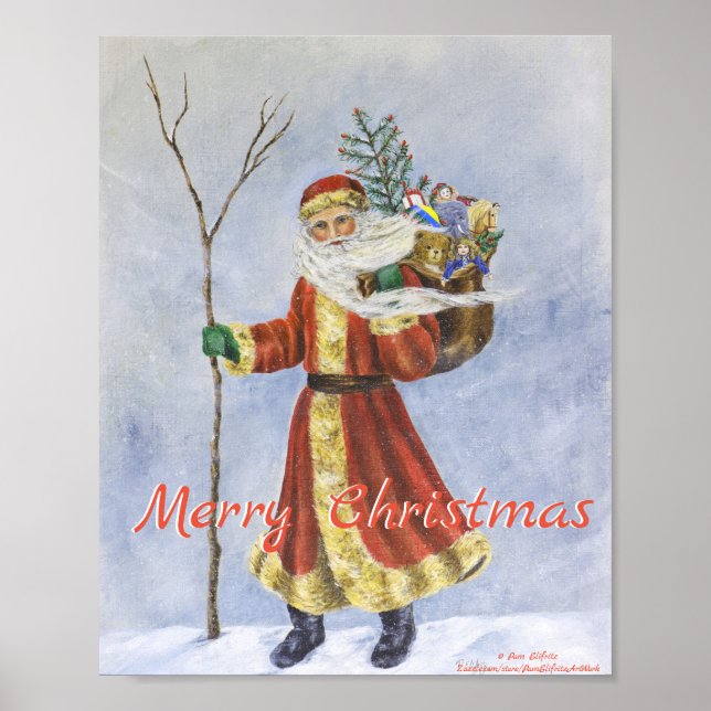 Vintage Weihnachten des Vaters, im Schnee spaziere Poster (Vorne)