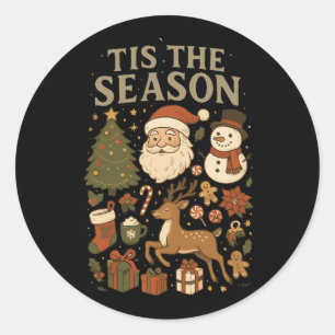 Vintage-Weihnachten Die Zeit ist gekommen Retro-We Runder Aufkleber