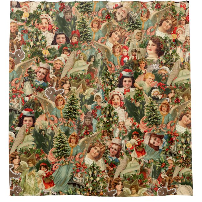 Vintage Weihnachten Duschvorhang (Vorderseite)