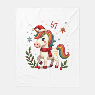 Vintage Weihnachten Einhorn 6. Geburtstag Dabbing  Fleecedecke