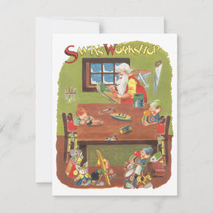 Vintage Weihnachten, Einladung in Santas Werkstatt