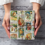 Vintage Weihnachten, Engel und Winterkollektion Geschenkpapier<br><div class="desc">Feierliche Weihnachtscollage mit Viktorianischen Karten aus einer Serie,  die 1908 erschienen ist und in der Santa,  Engel,  glückliche Kinder,  Kiefernwälder,  malerische Dorfkirchen und rustikale schneebedeckte Winterszenen auf silberem Hintergrund zu sehen sind. Geeignet für Decodierung oder Crafting.</div>