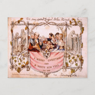 Vintage Weihnachten, erste jemals Weihnachtskarte Feiertagspostkarte