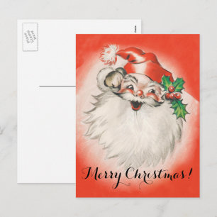 Vintage Weihnachten, fröhlicher Retro-Santa Claus  Feiertagspostkarte