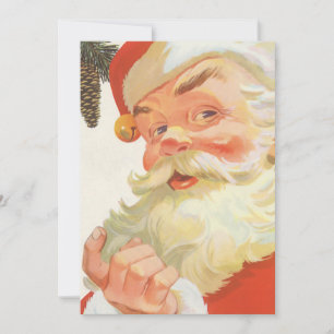 Vintage Weihnachten, fröhlicher Weihnachtsmann mit Einladung