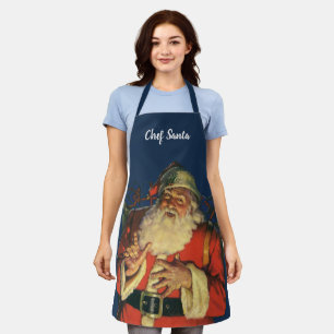 Vintage Weihnachten, fröhlicher Weihnachtsmann mit Schürze
