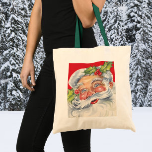 Vintage Weihnachten, fröhlicher Weihnachtsmann mit Tragetasche