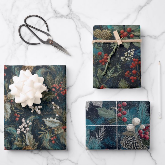 Vintage Weihnachten Geschenkpapier Set (Vorderseite)