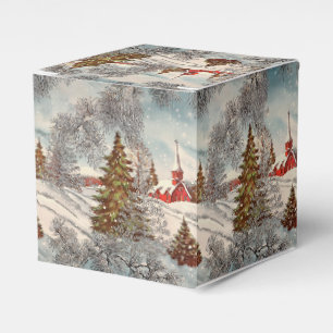 Vintage-Weihnachten Glänzendes Winterdorf Geschenkschachtel