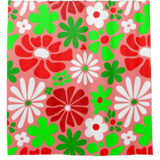 vintage weihnachten groovy 1960er jahre floral duschvorhang