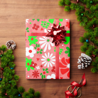 vintage weihnachten groovy 1960er jahre floral sch geschenkpapier