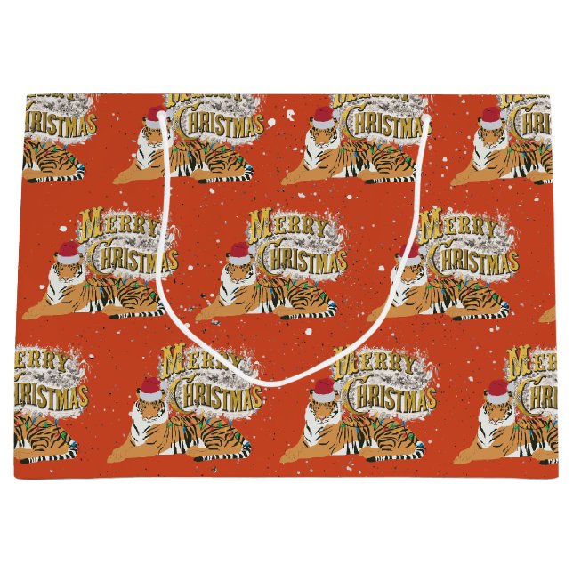 Vintage Weihnachten Große Geschenktüte (Vorderseite)