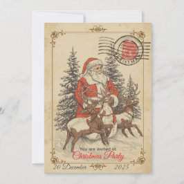 Vintage Weihnachten HandGezeichnet Urlaub auf dem  Einladung