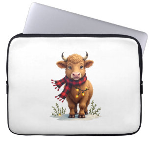 Vintage Weihnachten Highland-Kuh mit Büffelkaromus Laptopschutzhülle