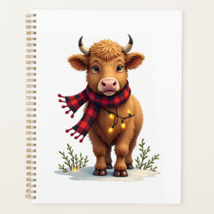 Vintage-Weihnachten Highland-Kuh mit Büffelkaromus Planer
