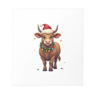 Vintage-Weihnachten Highland-Kuh mit Weihnachtsman Notizblock