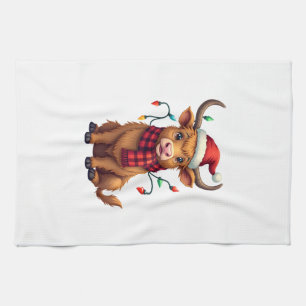 Vintage Weihnachten Highland Kuh Süße Feiertags-Ve Geschirrtuch