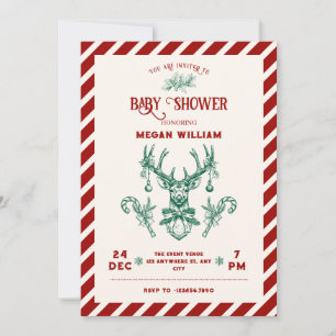 Vintage Weihnachten Hirsch Baby Shower Einladung