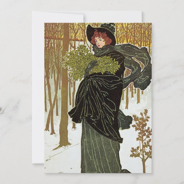 Vintage Weihnachten Jugendstil-Scribners Einladung (Vorderseite)