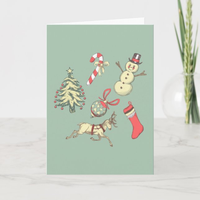 Vintage Weihnachten Karte (Vorderseite)