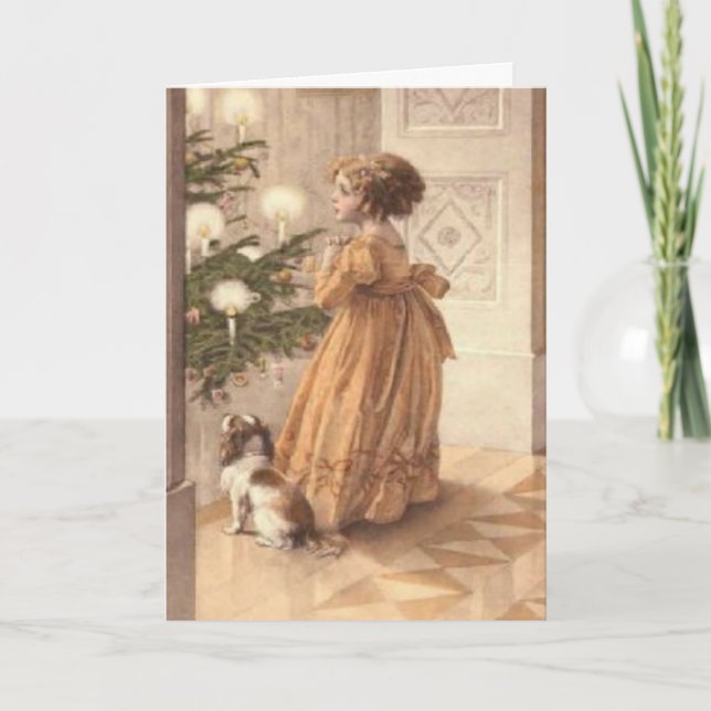 Vintage Weihnachten-Karte mit Gedicht Feiertagskarte (Vorderseite)