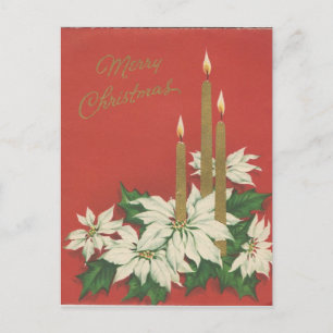 Vintage-Weihnachten-Kerzen-Trio-Karte Feiertagspostkarte