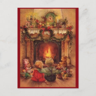 Vintage Weihnachten Kinder am Feuer