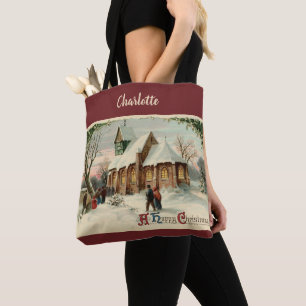 Vintage-Weihnachten-Kirchengemeindemitglieder bei  Tasche