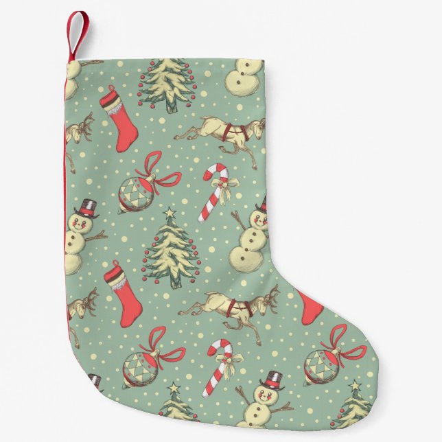 Vintage Weihnachten Kleiner Weihnachtsstrumpf (Vorderseite)
