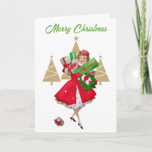 Vintage-Weihnachten Lady Frohe Weihnachten