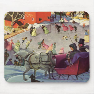 Vintage-Weihnachten, Liebe und Romantik-Schlitten Mousepad
