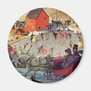 Vintage Weihnachten, Liebe und Romantik Schlittenf Magnet