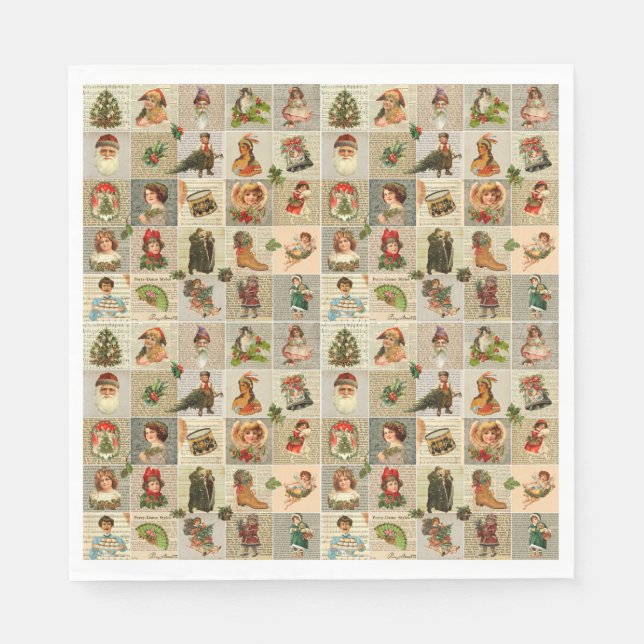 Vintage Weihnachten Mittagessen Papier Napkins Serviette (Vorderseite)