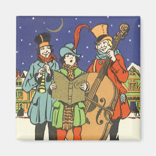 Vintage Weihnachten, Musiker singen Weihnachtslied Magnet