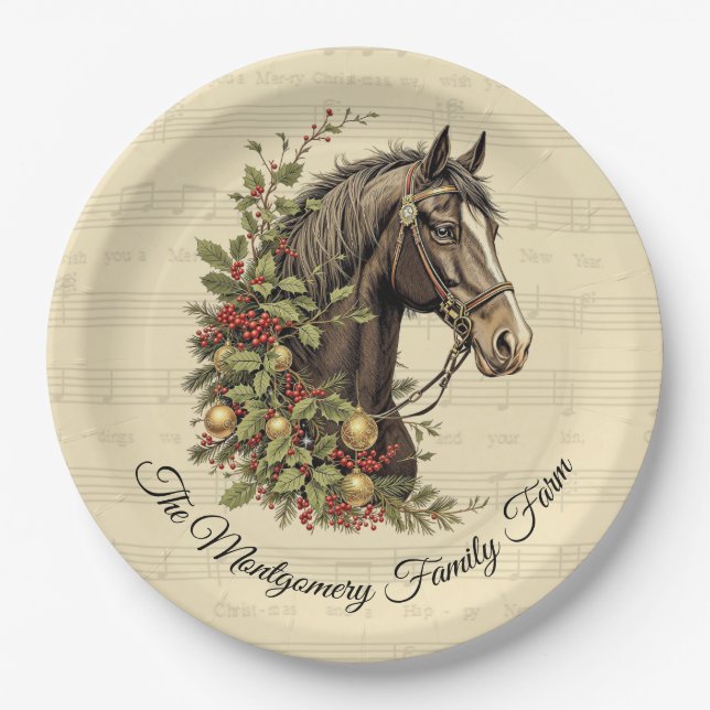 Vintage Weihnachten Pappteller (Vorderseite)